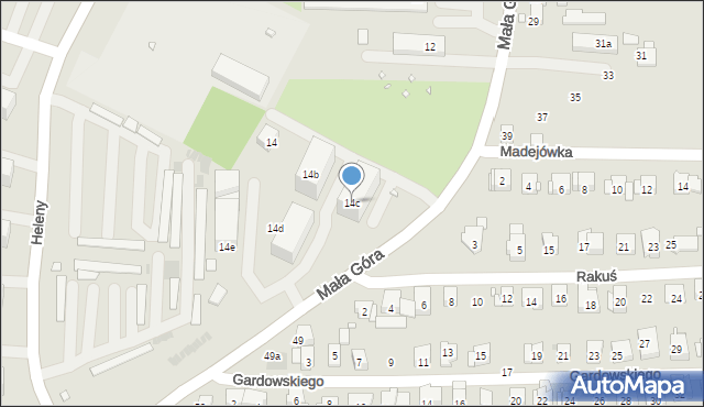 Kraków, Mała Góra, 14c, mapa Krakowa