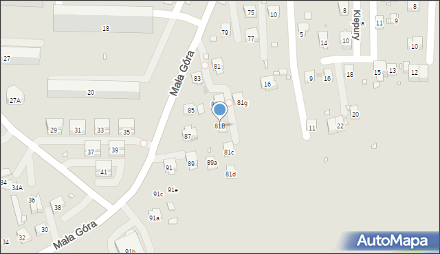 Kraków, Mała Góra, 81B, mapa Krakowa