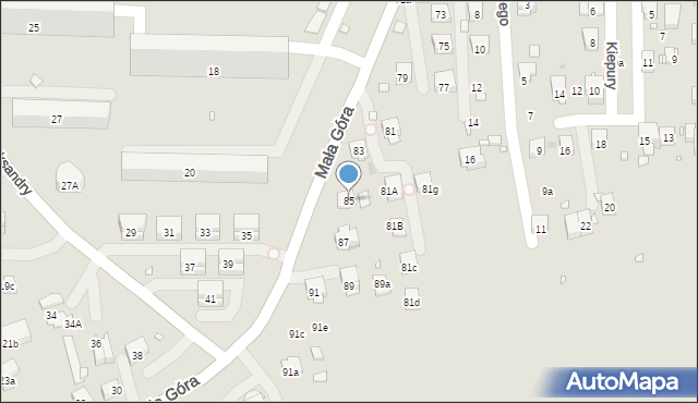 Kraków, Mała Góra, 85, mapa Krakowa