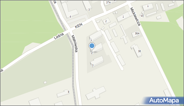 Krasne, Makowska, 2, mapa Krasne