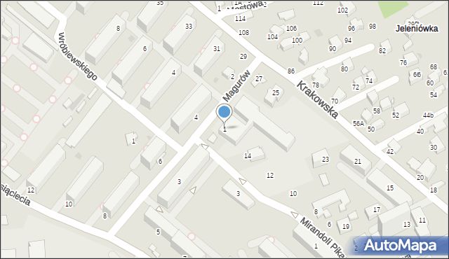 Krosno, Magurów Jana i Stanisława, 1, mapa Krosna