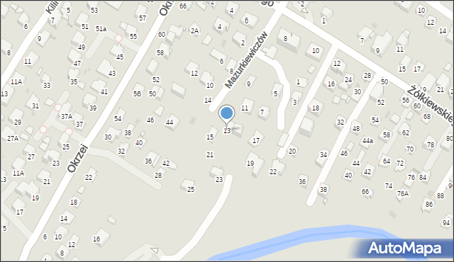 Krosno, Mazurkiewiczów Augusta i Dionizego, 13, mapa Krosna