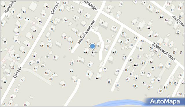 Krosno, Mazurkiewiczów Augusta i Dionizego, 7, mapa Krosna