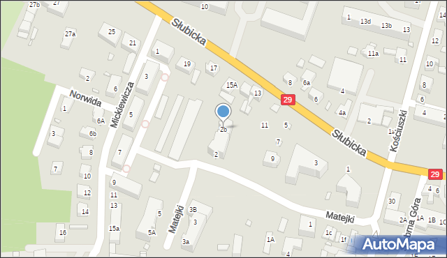 Krosno Odrzańskie, Matejki Jana, 2b, mapa Krosno Odrzańskie