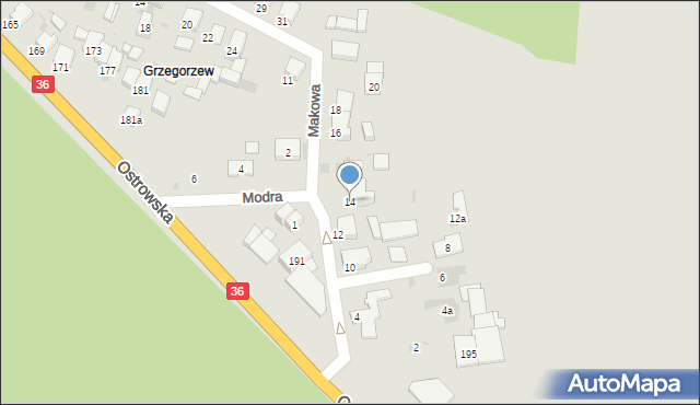 Krotoszyn, Makowa, 14, mapa Krotoszyna