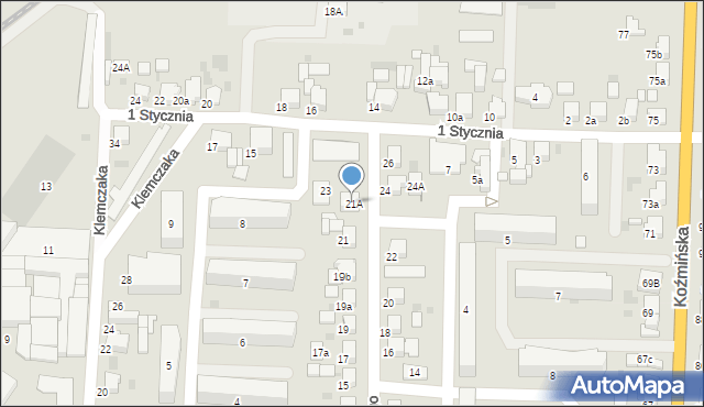 Krotoszyn, Masłowskiego, 21A, mapa Krotoszyna