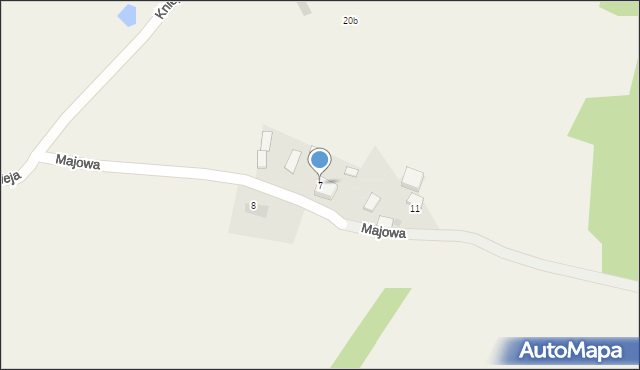 Krzaki, Majowa, 7, mapa Krzaki