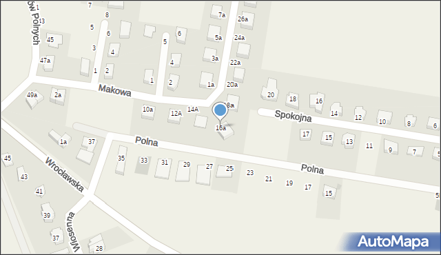 Krzyków, Makowa, 16a, mapa Krzyków