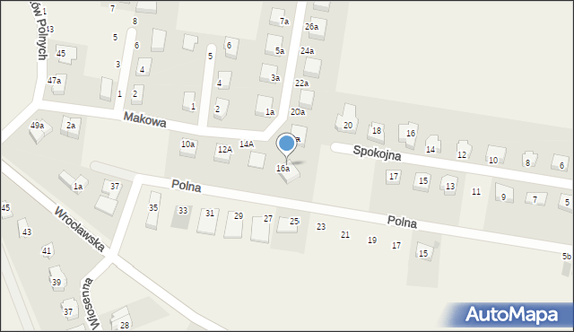 Krzyków, Makowa, 16b, mapa Krzyków