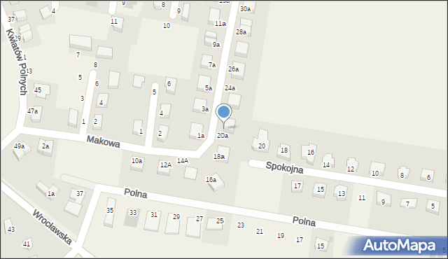 Krzyków, Makowa, 20b, mapa Krzyków