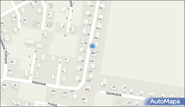 Krzyków, Makowa, 26a, mapa Krzyków