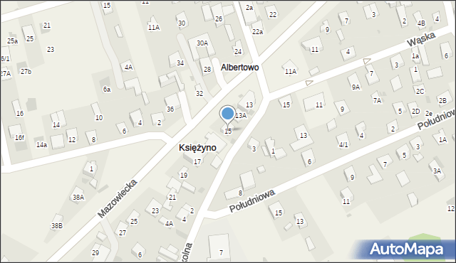 Księżyno, Mazowiecka, 15, mapa Księżyno