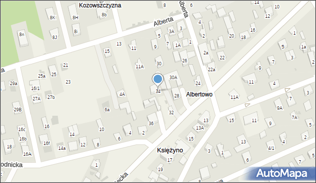 Księżyno, Mazowiecka, 34, mapa Księżyno