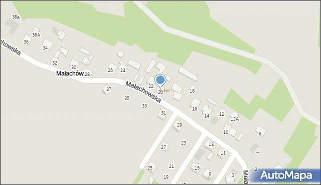 Kunów, Małachowska, 20, mapa Kunów