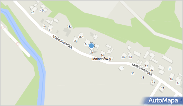 Kunów, Małachowska, 32, mapa Kunów