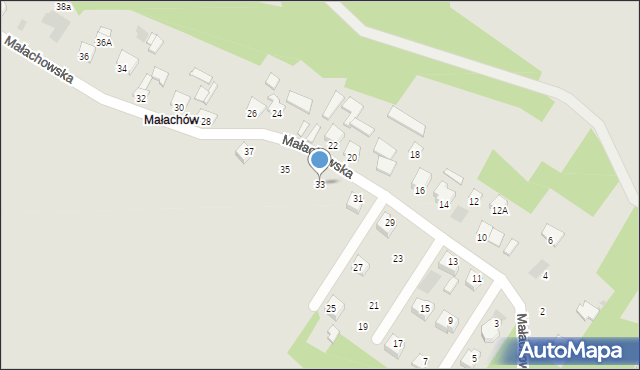 Kunów, Małachowska, 33, mapa Kunów