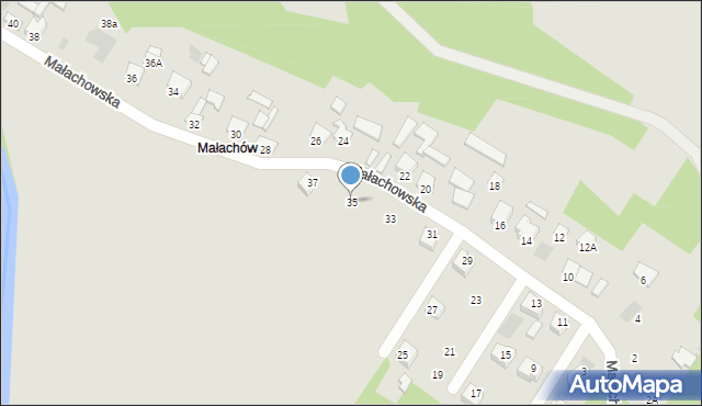 Kunów, Małachowska, 35, mapa Kunów