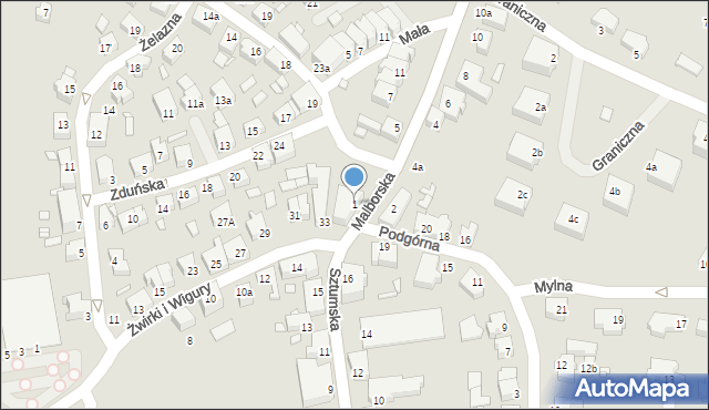 Kwidzyn, Malborska, 1, mapa Kwidzyn