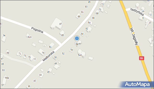 Kwidzyn, Malborska, 56, mapa Kwidzyn