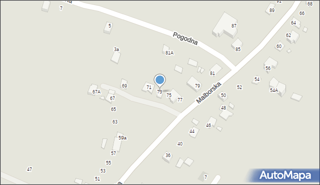 Kwidzyn, Malborska, 73, mapa Kwidzyn