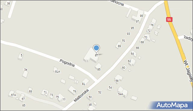 Kwidzyn, Malborska, 87, mapa Kwidzyn