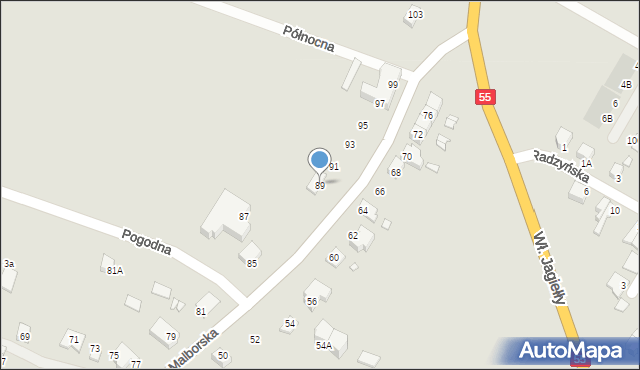 Kwidzyn, Malborska, 89, mapa Kwidzyn