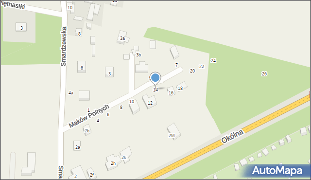 Łagiewniki Nowe, Maków Polnych, 14, mapa Łagiewniki Nowe