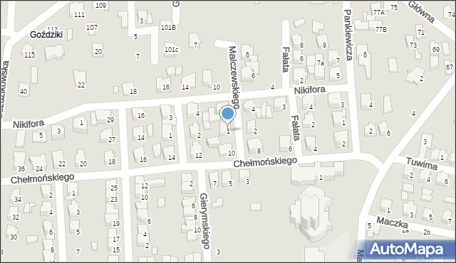 Łapy, Malczewskiego Jacka, 1, mapa Łapy