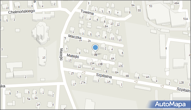 Łapy, Matejki Jana, 9B, mapa Łapy