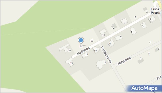 Leśna Polana, Malinowa, 14, mapa Leśna Polana