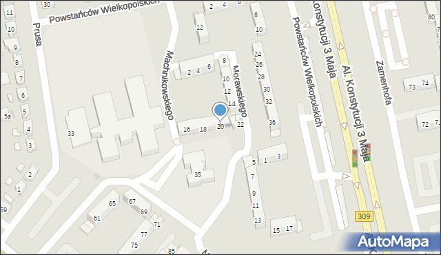 Leszno, Machnikowskiego Sylwestra, 20, mapa Leszno