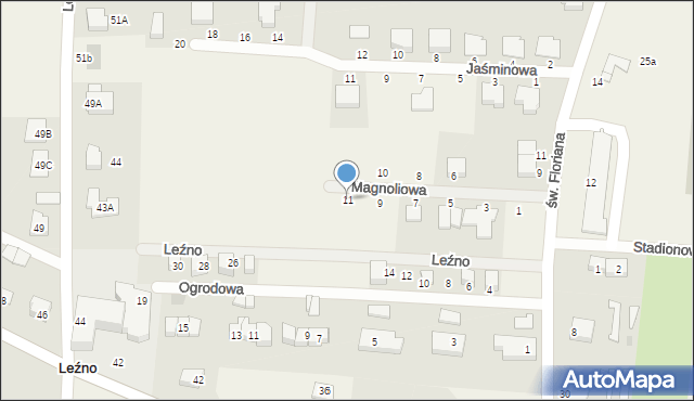 Leźno, Magnoliowa, 11, mapa Leźno