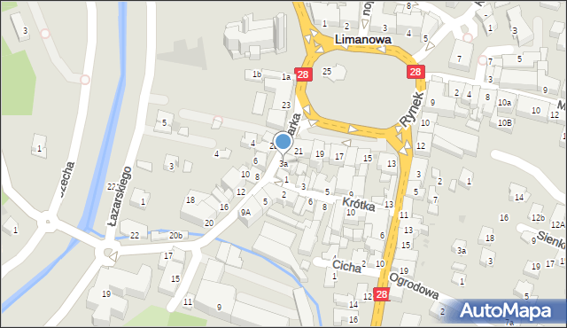 Limanowa, Marka Józefa, 3a, mapa Limanowa