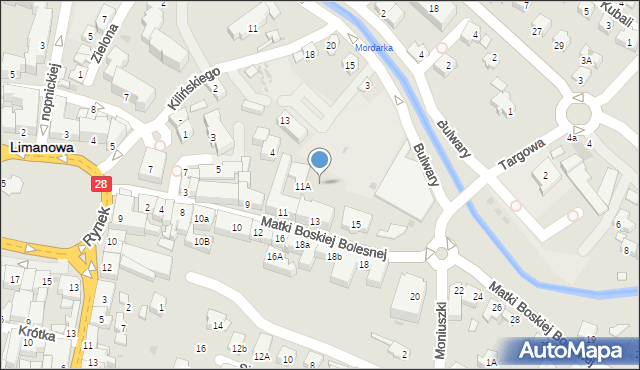 Limanowa, Matki Boskiej Bolesnej, 13a, mapa Limanowa