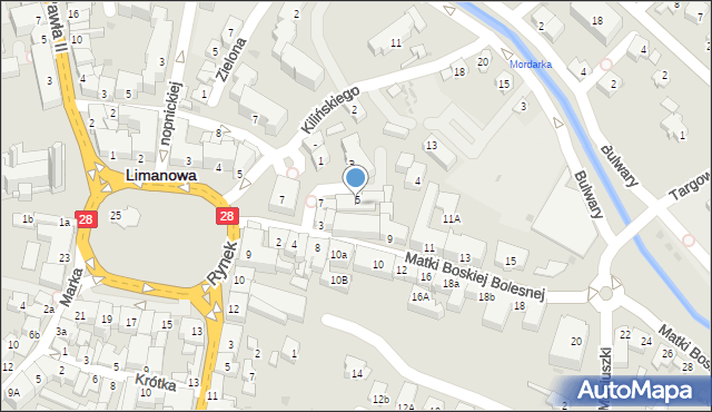 Limanowa, Matki Boskiej Bolesnej, 7, mapa Limanowa