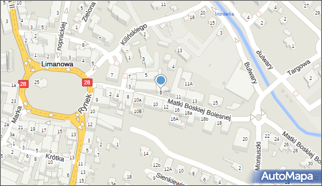 Limanowa, Matki Boskiej Bolesnej, 9, mapa Limanowa