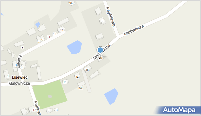 Lisewiec, Malownicza, 40, mapa Lisewiec