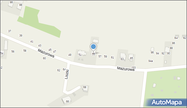 Liszki, Mazurowa, 55, mapa Liszki