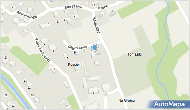 Łodygowice, Marszałka, ks., 1, mapa Łodygowice