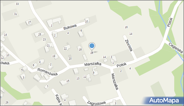 Łodygowice, Marszałka, ks., 16, mapa Łodygowice