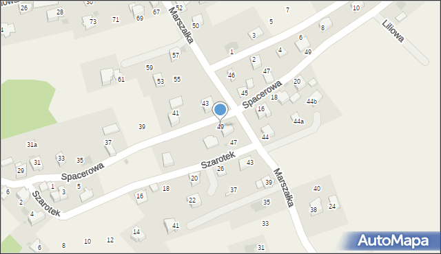 Łodygowice, Marszałka, ks., 49, mapa Łodygowice