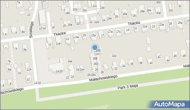 Łódź, Małachowskiego Stanisława, 28D, mapa Łodzi