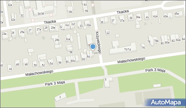 Łódź, Małachowskiego Stanisława, 64b, mapa Łodzi
