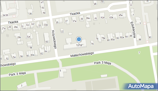 Łódź, Małachowskiego Stanisława, 70/74, mapa Łodzi