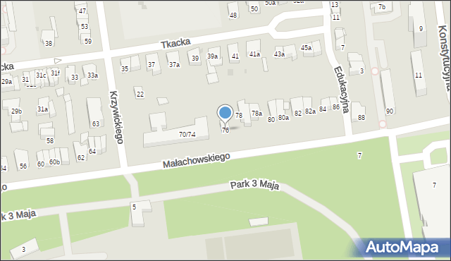 Łódź, Małachowskiego Stanisława, 76, mapa Łodzi