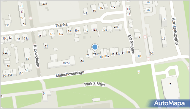 Łódź, Małachowskiego Stanisława, 78a, mapa Łodzi