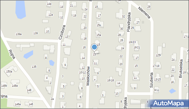 Łódź, Masłochów Lone i Lucjana, 13, mapa Łodzi