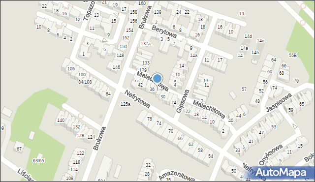 Łódź, Malachitowa, 34, mapa Łodzi