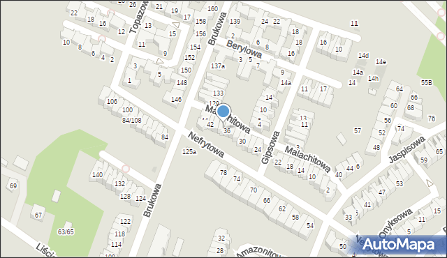 Łódź, Malachitowa, 38, mapa Łodzi