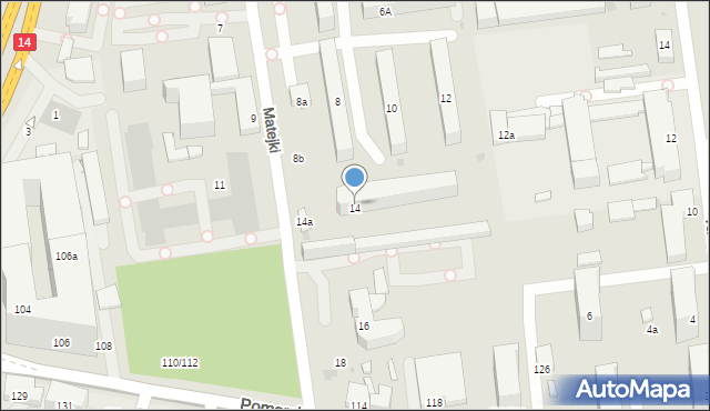 Łódź, Matejki Jana, 14, mapa Łodzi